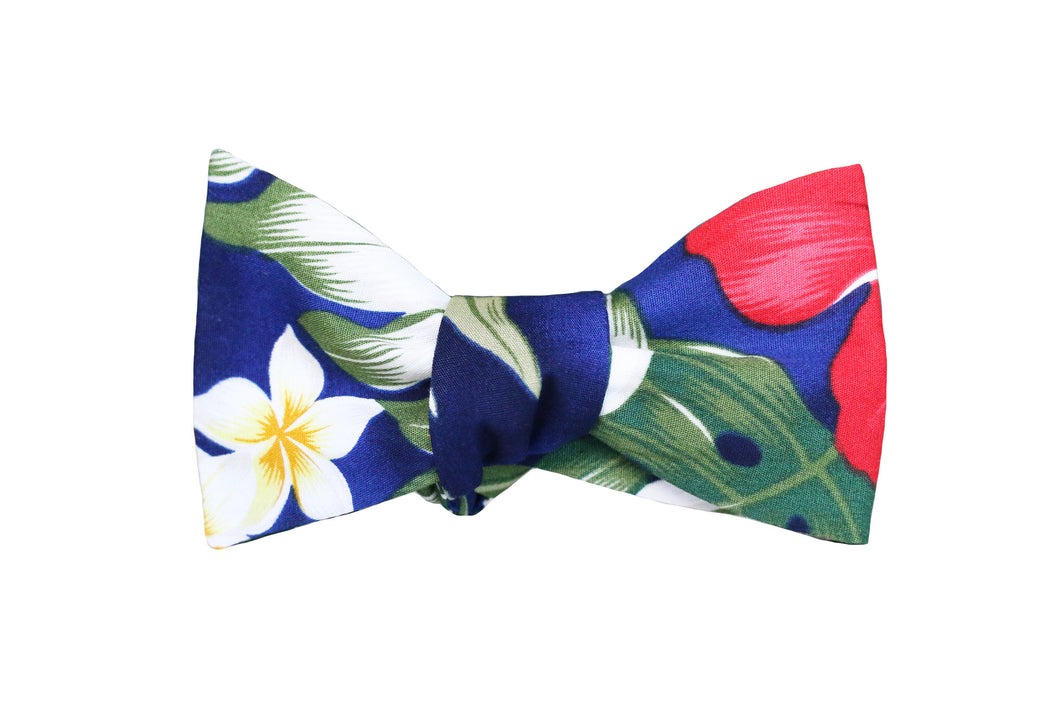 Blue Hawaiian Print Bow Tie