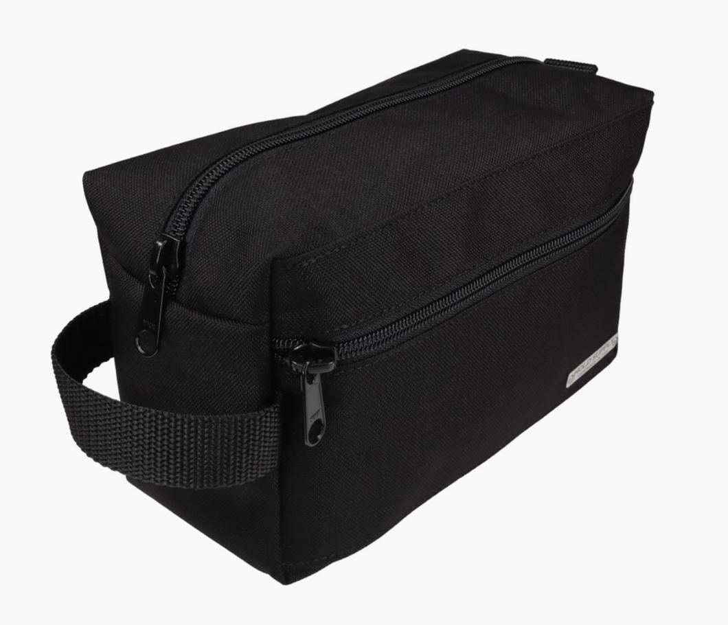 Black Tall Toiletry Bag, Zippered Overnight Dopp Bag