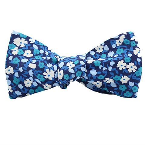 Blue Floral Bow Tie