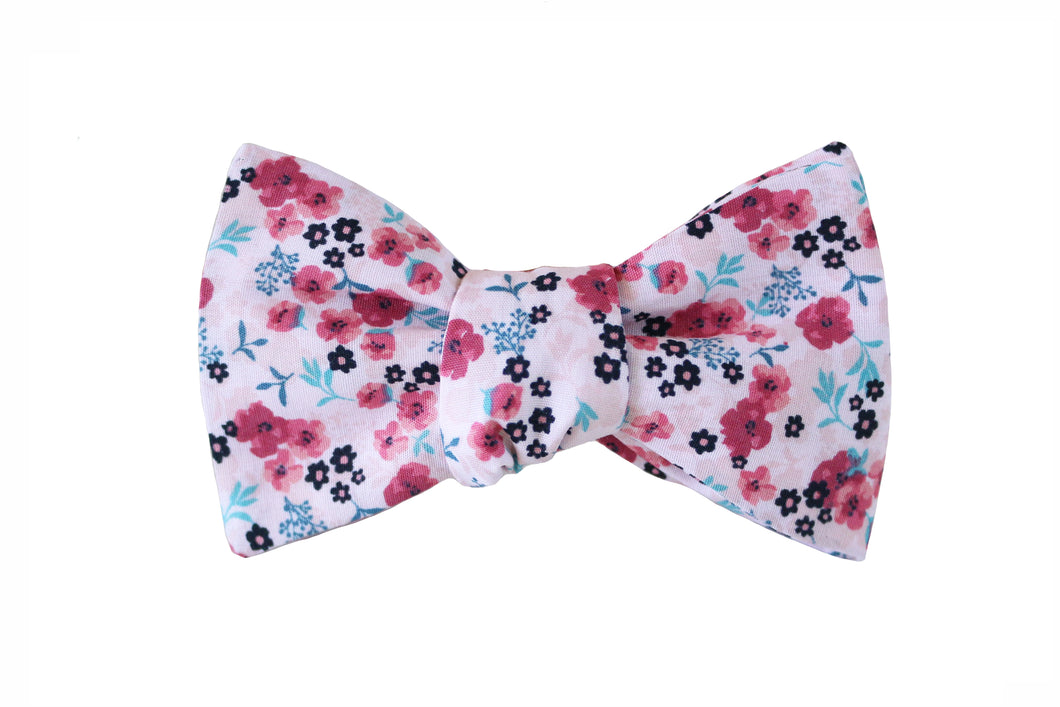 Pink Floral Bow Tie