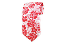 Red and White Floral Tie Set