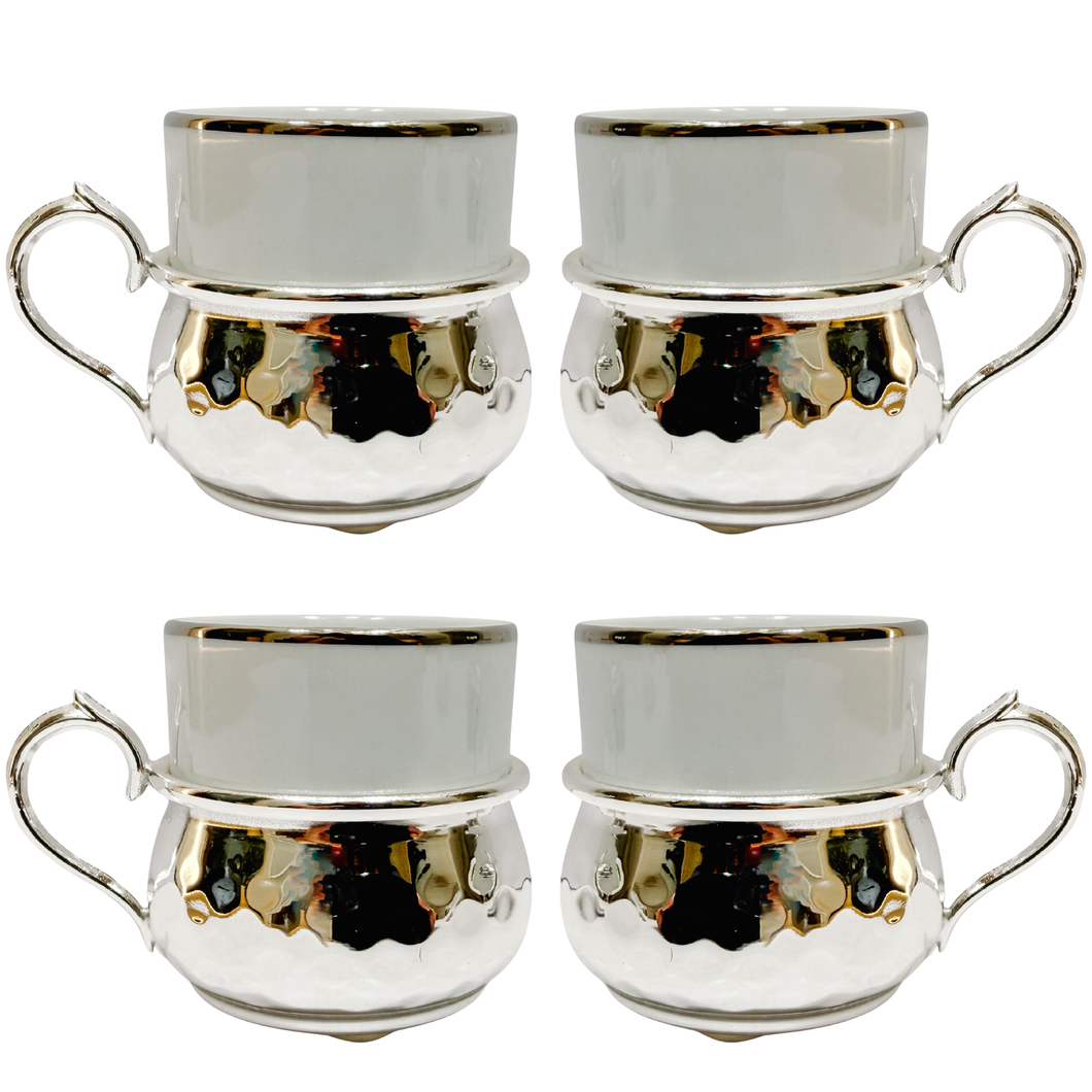 1960 Italian Fantin Silver-Plated Demitasse Espresso Cups Set of 4