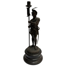 19th Century French Antique Spelter Figural Candlesticks – Pair of Renaissance Troubadour Warriors