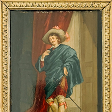 Mid-19th Century Italian Cavalier Portrait Oil Paintings in Ornate Giltwood Frames