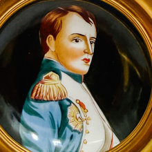 Miniature Napoleon Portrait on Ceramic in Imperial Eagle Faux-Gilt Frame