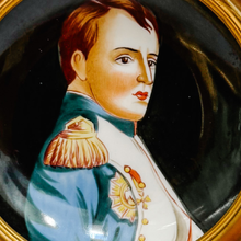 Miniature Napoleon Portrait on Ceramic in Imperial Eagle Faux-Gilt Frame