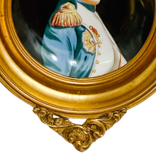 Miniature Napoleon Portrait on Ceramic in Imperial Eagle Faux-Gilt Frame