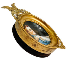 Miniature Napoleon Portrait on Ceramic in Imperial Eagle Faux-Gilt Frame