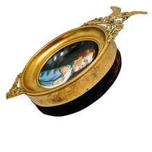 Miniature Napoleon Portrait on Ceramic in Imperial Eagle Faux-Gilt Frame