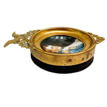 Miniature Napoleon Portrait on Ceramic in Imperial Eagle Faux-Gilt Frame