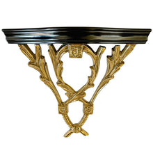 Pair of Neoclassical Cast Brass & Dark Cherry Wood Wall Brackets