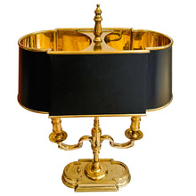 Vintage French Neoclassical Style Brass Three-Light Bouillotte Lamp with Black Tole Shade