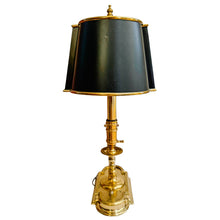 Vintage French Neoclassical Style Brass Three-Light Bouillotte Lamp with Black Tole Shade
