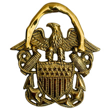 Vintage Solid Brass US Navy Officer Cap Device Door Knocker