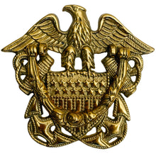 Vintage Solid Brass US Navy Officer Cap Device Door Knocker