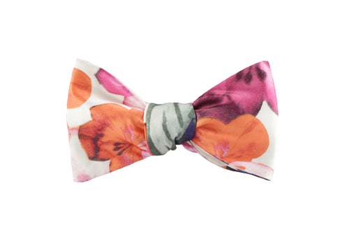 Satin Floral Bow Tie 