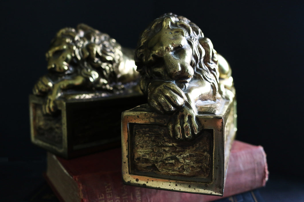 Vintage Lion Bookends 
