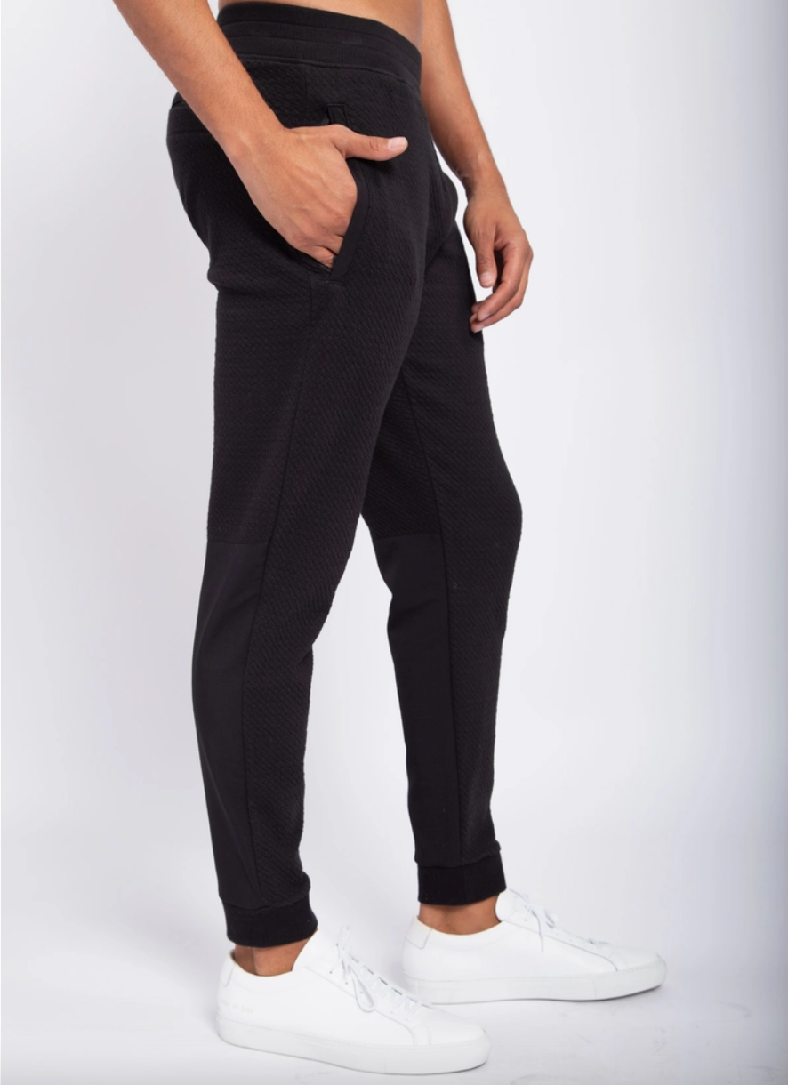 Men's Black Quilted Joggers