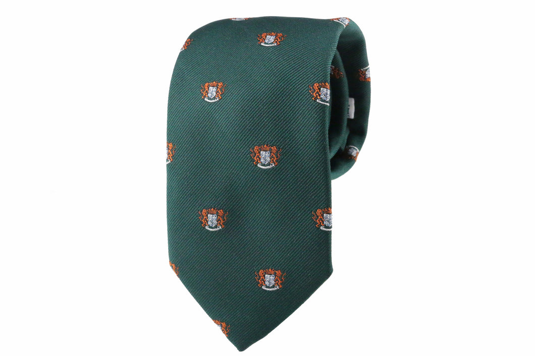 Green Silk Lion Crest Tie
