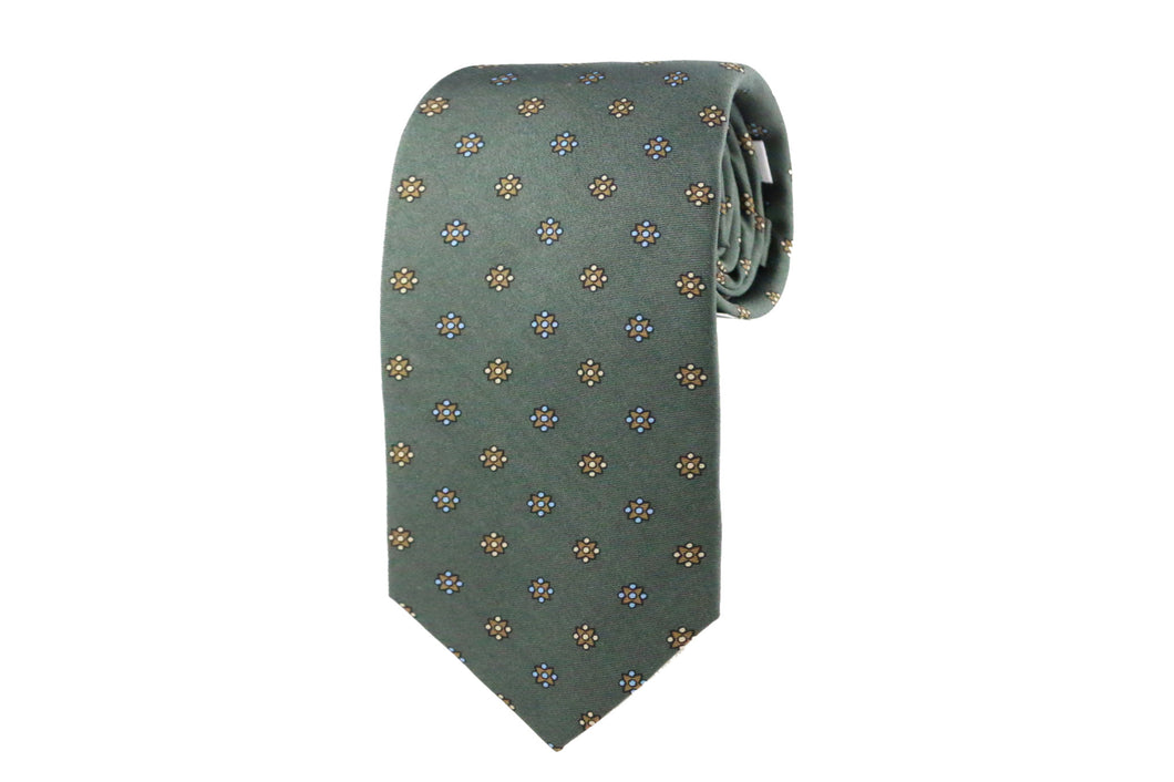 Green Silk Geometric Tie