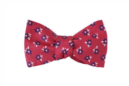 Burgundy Floral Bow Tie