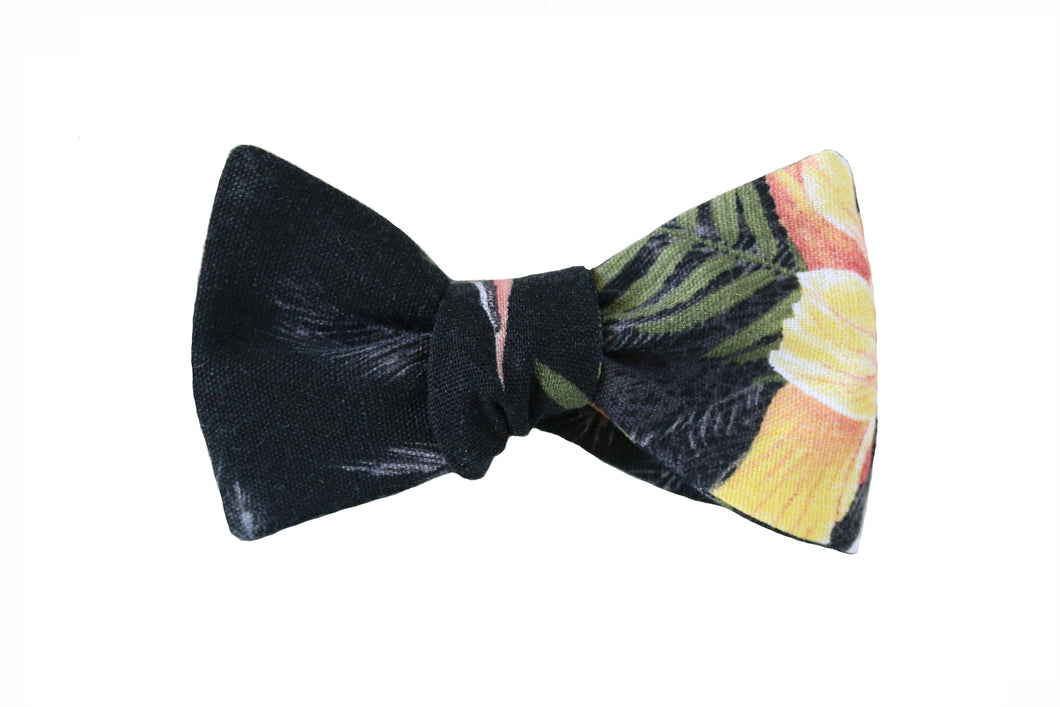 Black Tropical Bow Tie