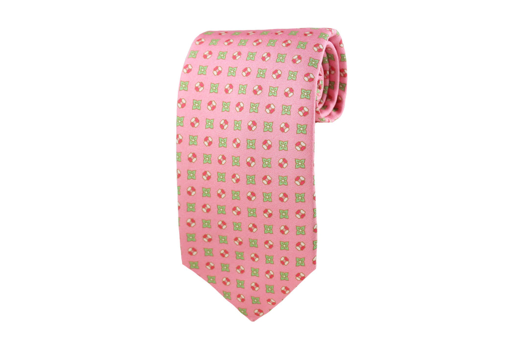 Pink Silk Geometric Tie