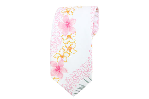 White and Pink Hawaiian Tie 