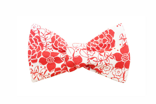 Red and White Floral Bow Tie