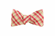 Red and Gold Plaid Silk Bow Tie
